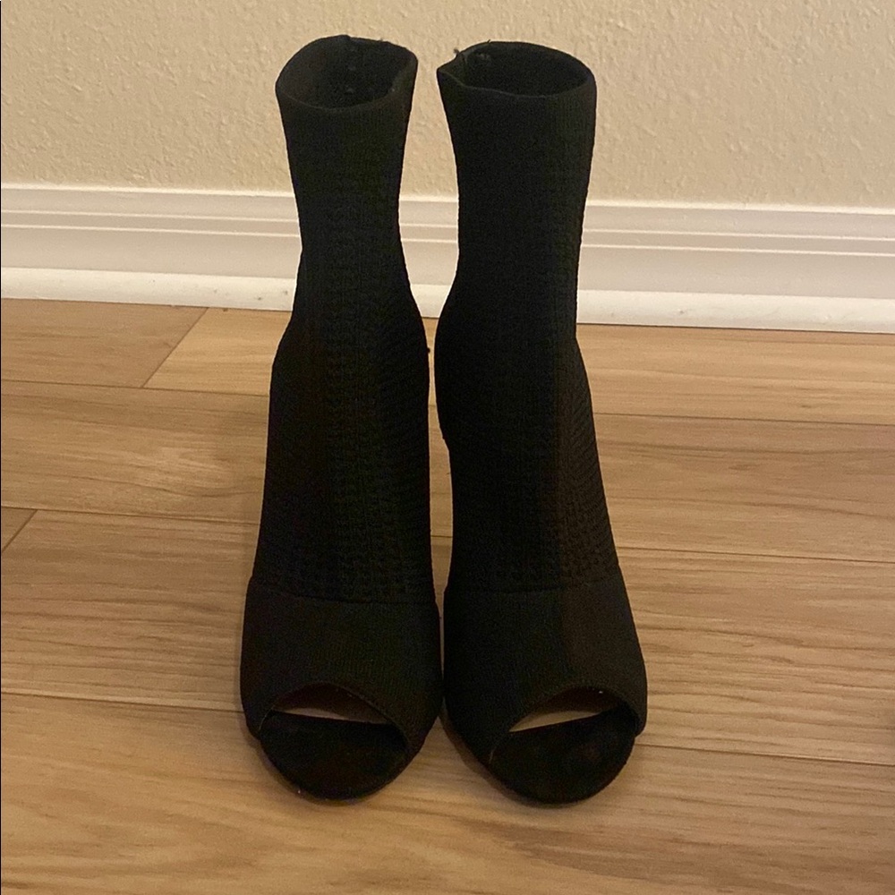 Black Women's Peep-Toe Ankle Boots